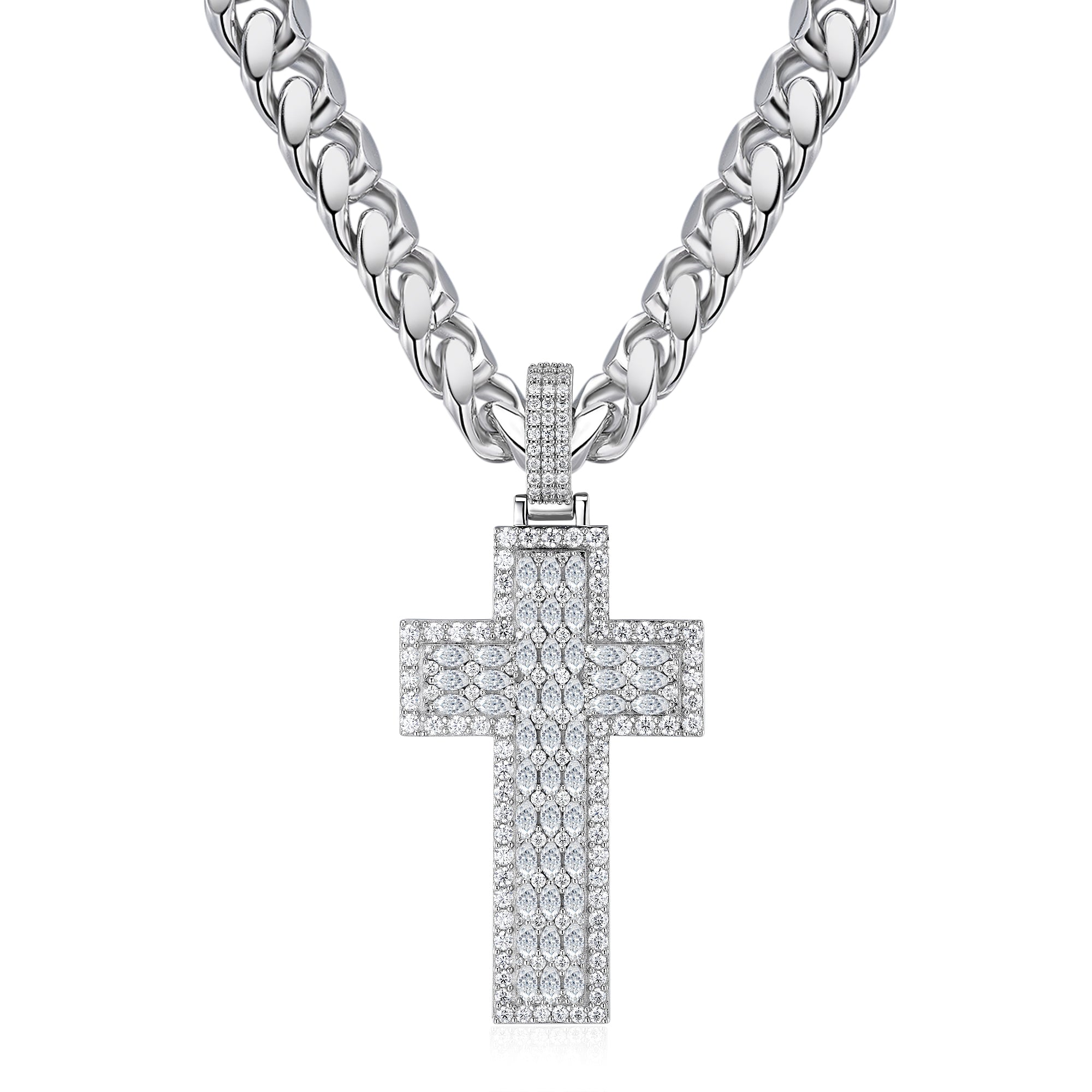 VVS Moissanite Cross, 14K Gold