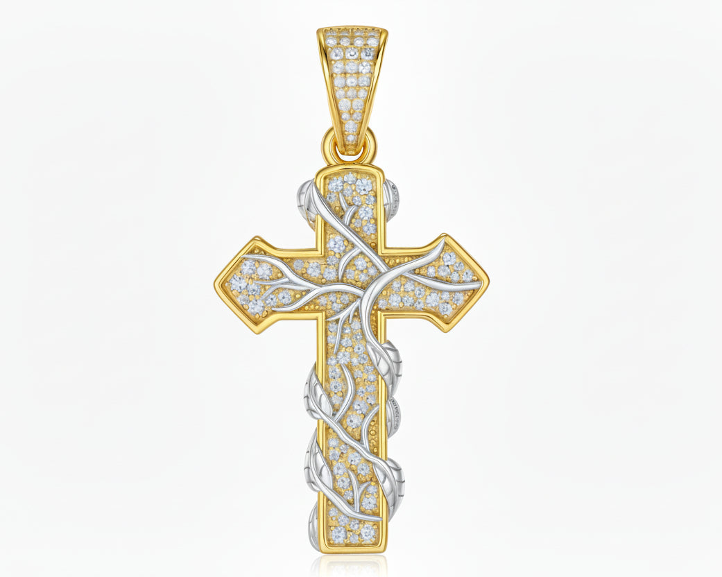 Branches Moissanite Cross Pendant