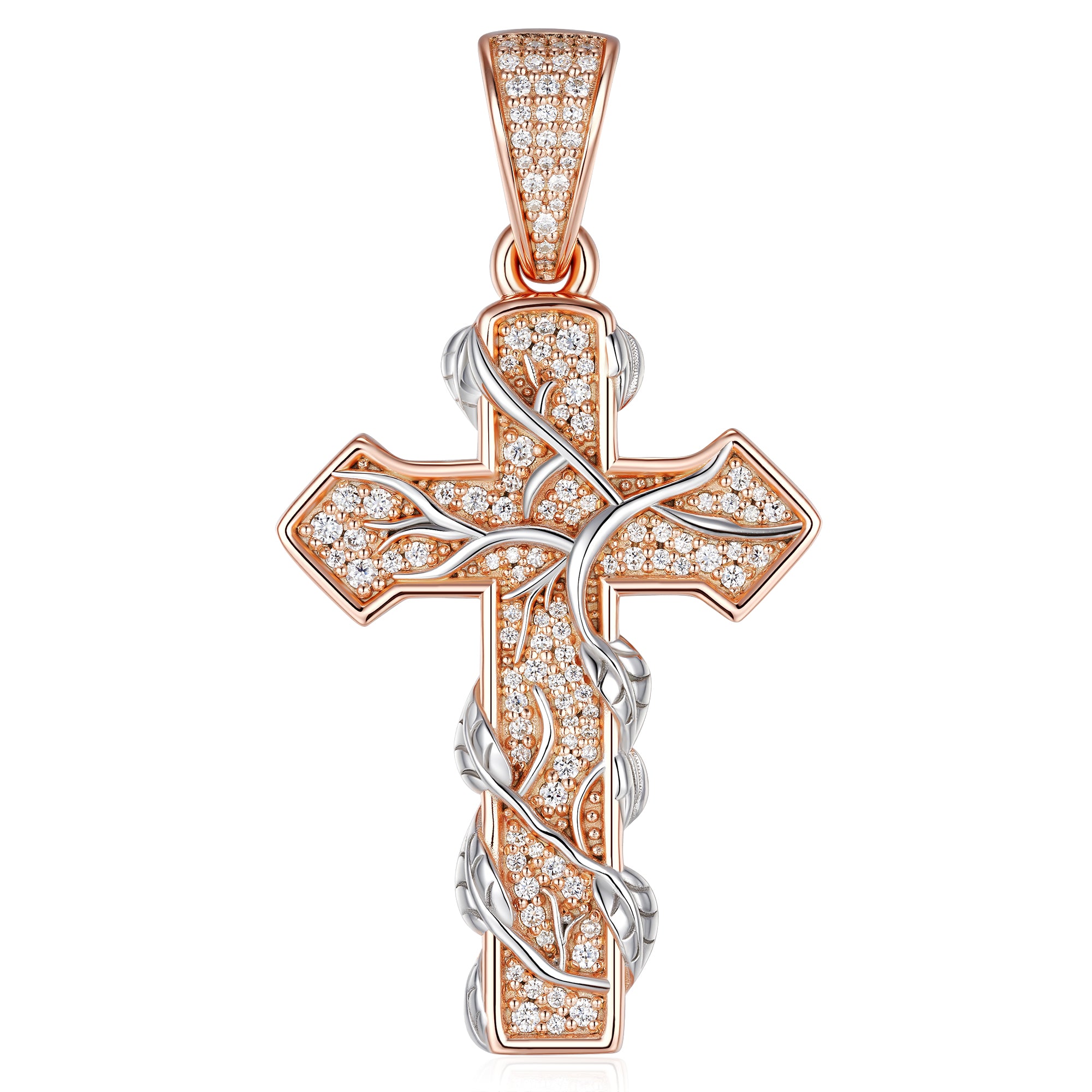 Branches Moissanite Cross Pendant