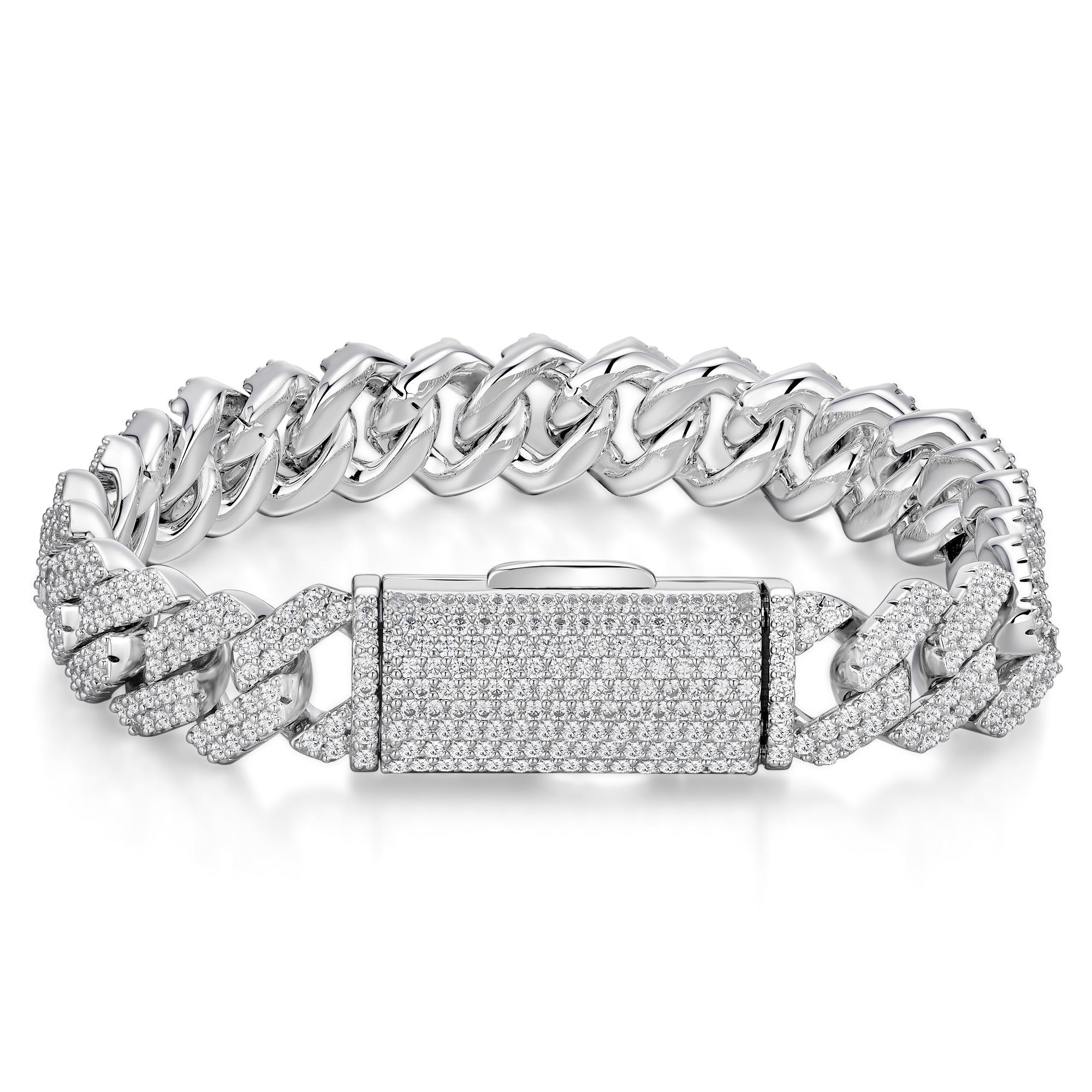 Cuban-style Moissanite Bracelet, 18k Gold