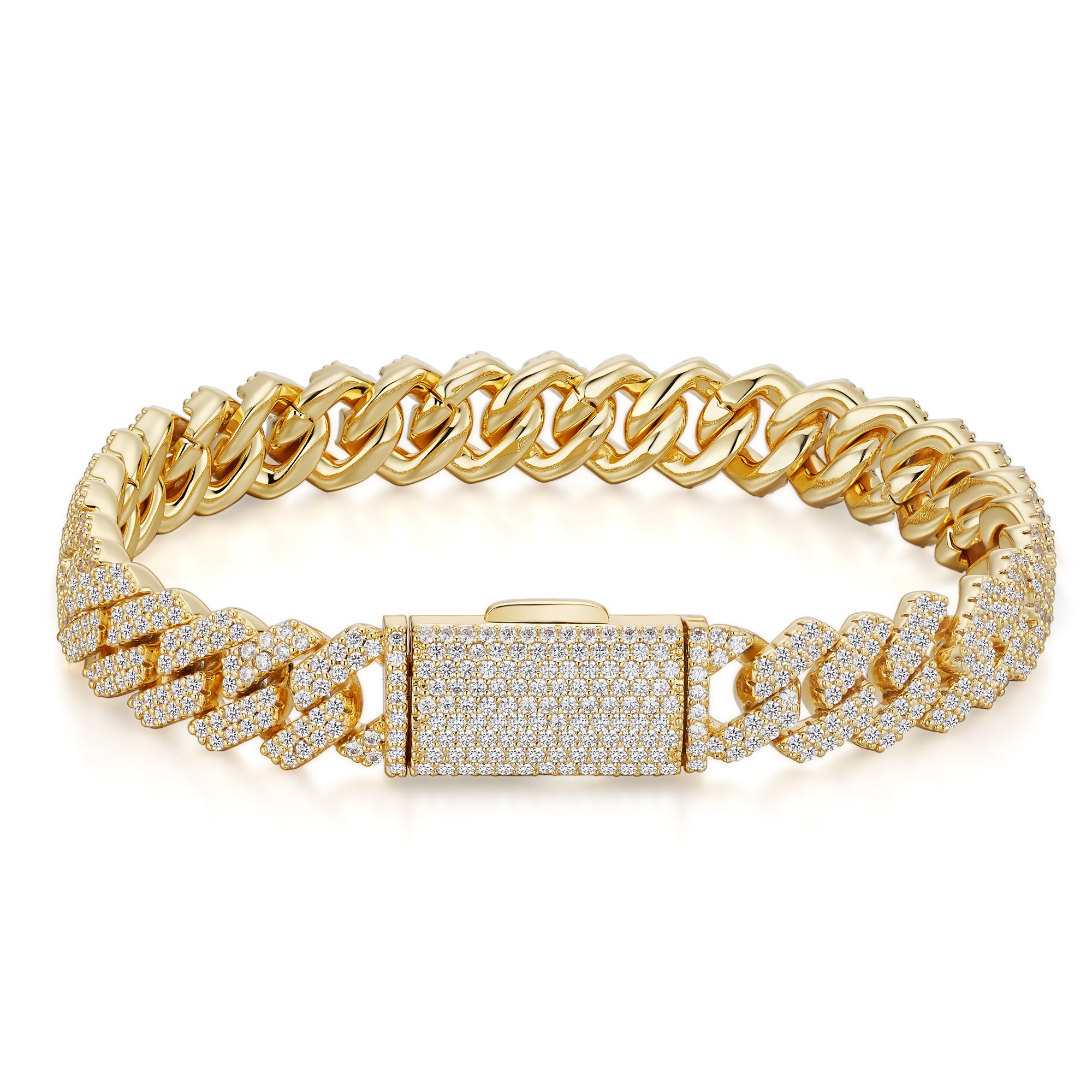 Cuban-style Moissanite Bracelet, 18k Gold