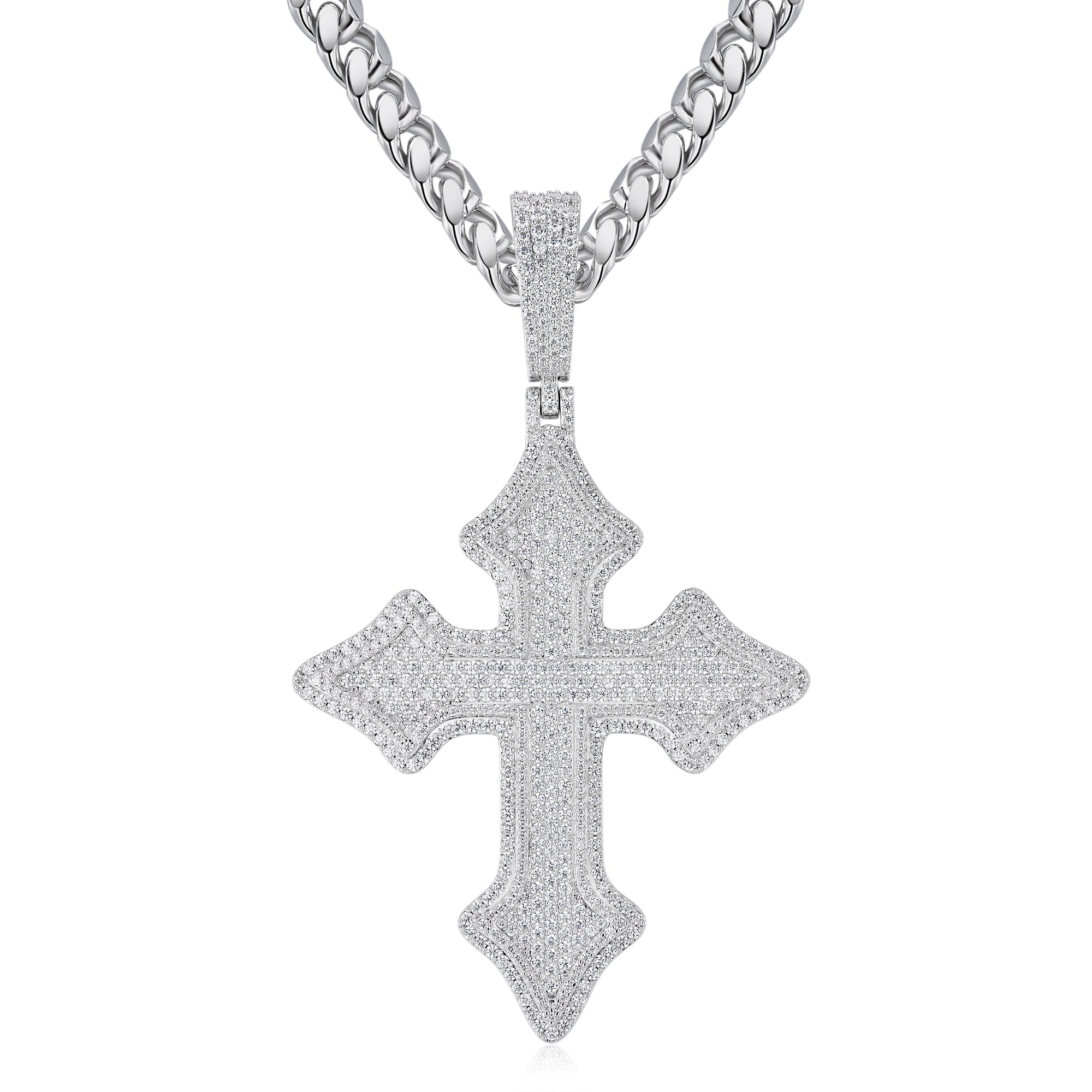 Moissanite Jesus Cross Pendant, 14k Gold