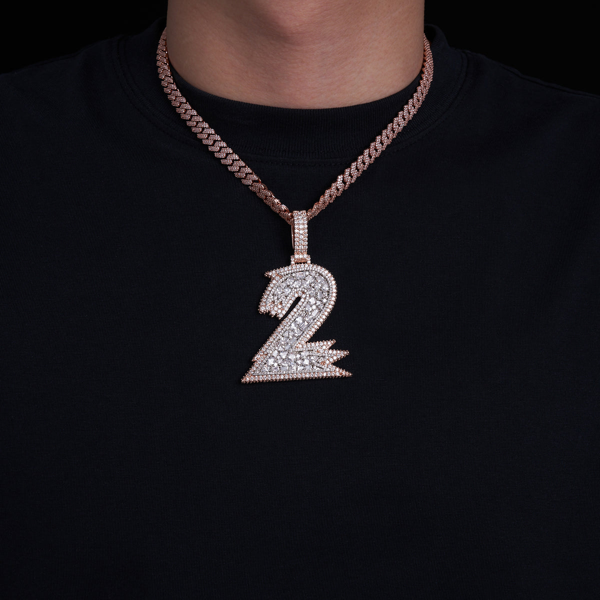 Moissanite Arab numeral “2” design Pendant