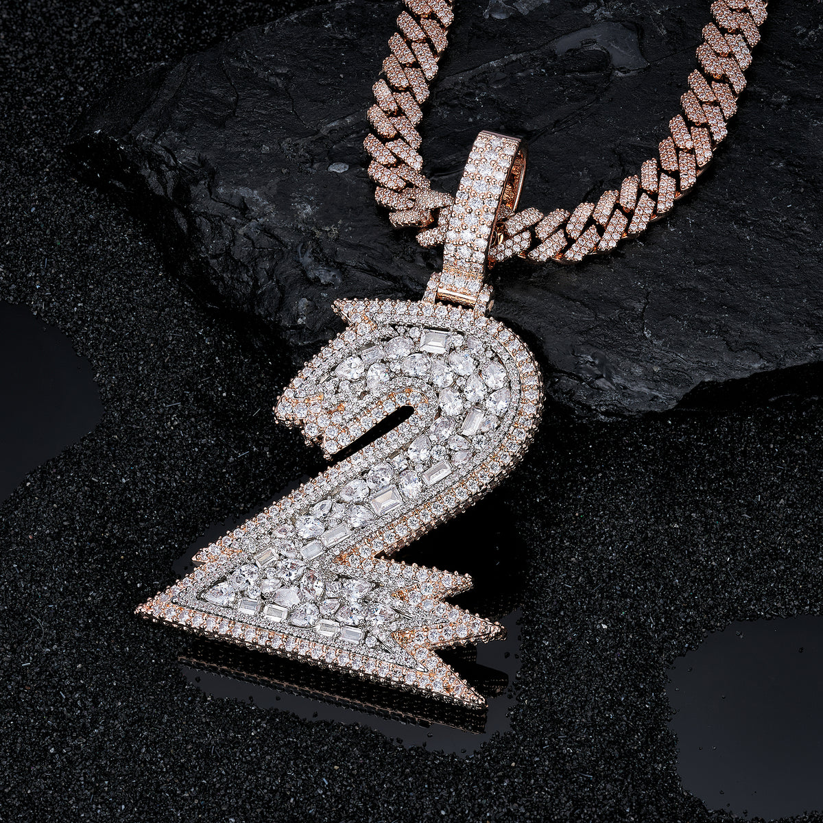 Moissanite Arab numeral “2” design Pendant