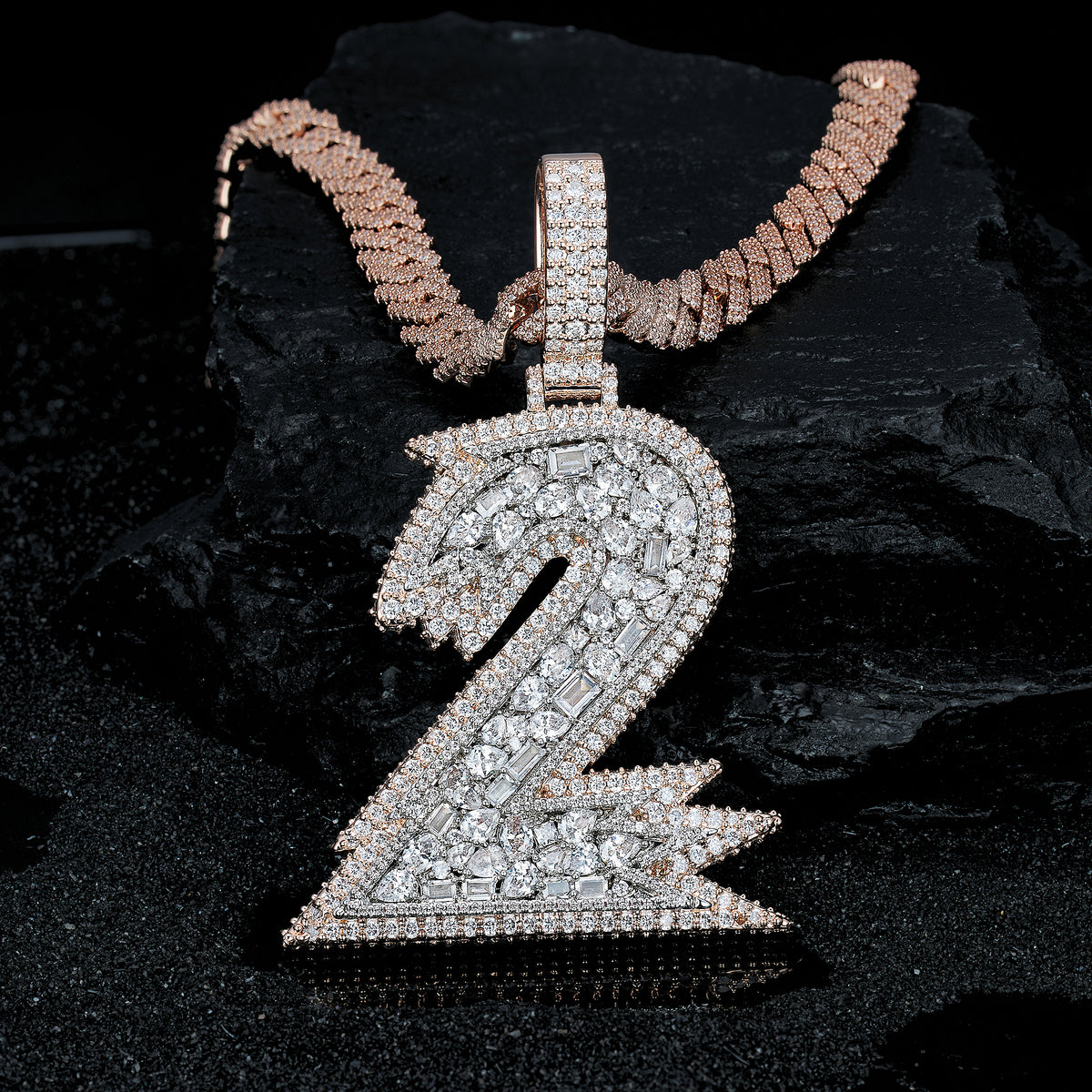 Moissanite Arab numeral “2” design Pendant