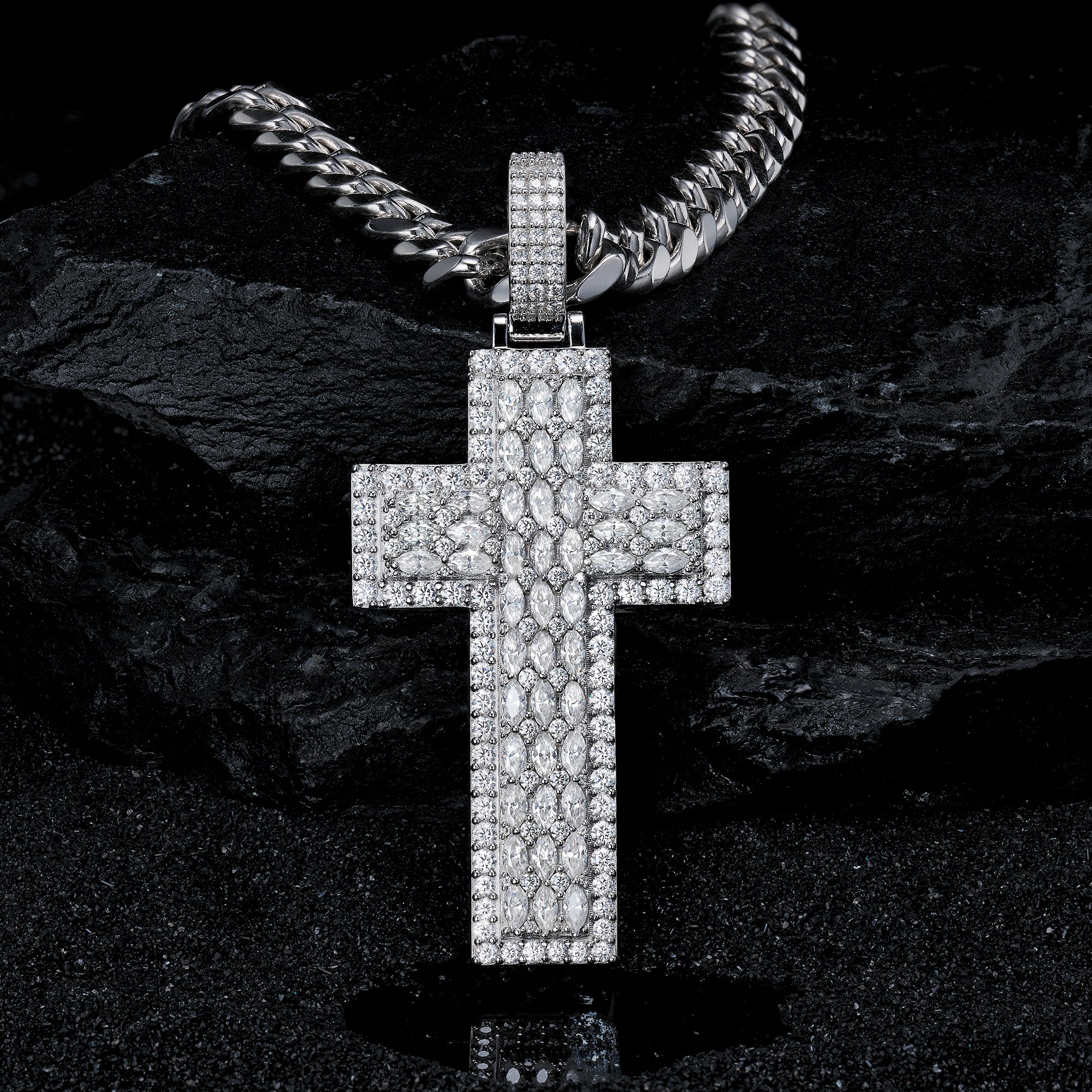 VVS Moissanite Cross, 14K Gold