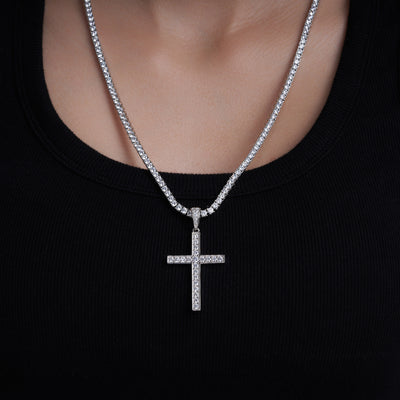 Moissanite Jesus Cross Pendant, 14k Gold