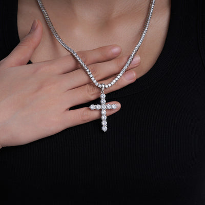 Moissanite Jesus Cross Pendant, 14k Gold