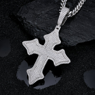 Moissanite Jesus Cross Pendant, 14k Gold