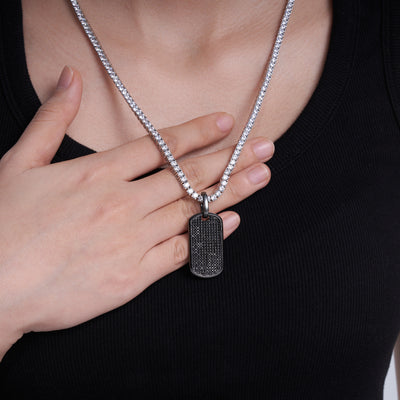 Black Moissanite Dog Tag Pendant