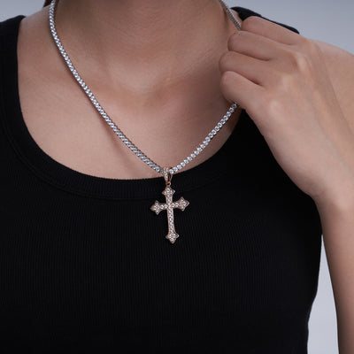 Moissanite Jesus Cross Pendant, 14k Gold