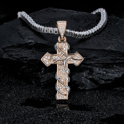 Branches Moissanite Cross Pendant