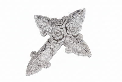 VVS Moissanite Rose Cross Pendant