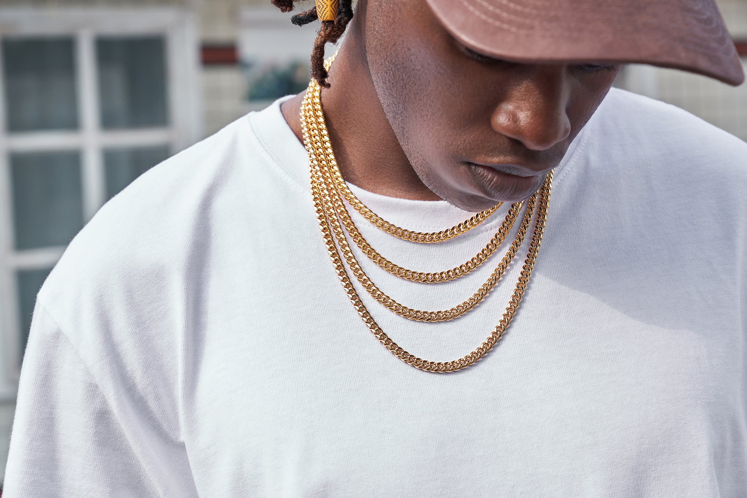 Smooth gold surface  Cuban chain