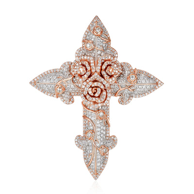 VVS Moissanite Rose Cross Pendant