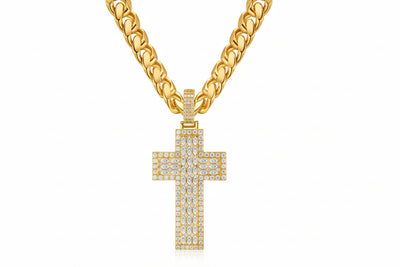 VVS Moissanite Cross, 14K Gold