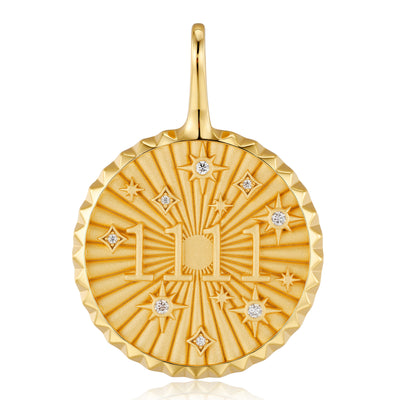 Moissanite Coin-Style Pendant, 14K Gold