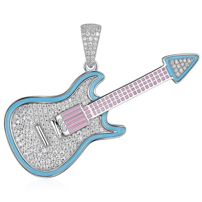 Moissanite “Guitar” Design Pendant, 14k Gold