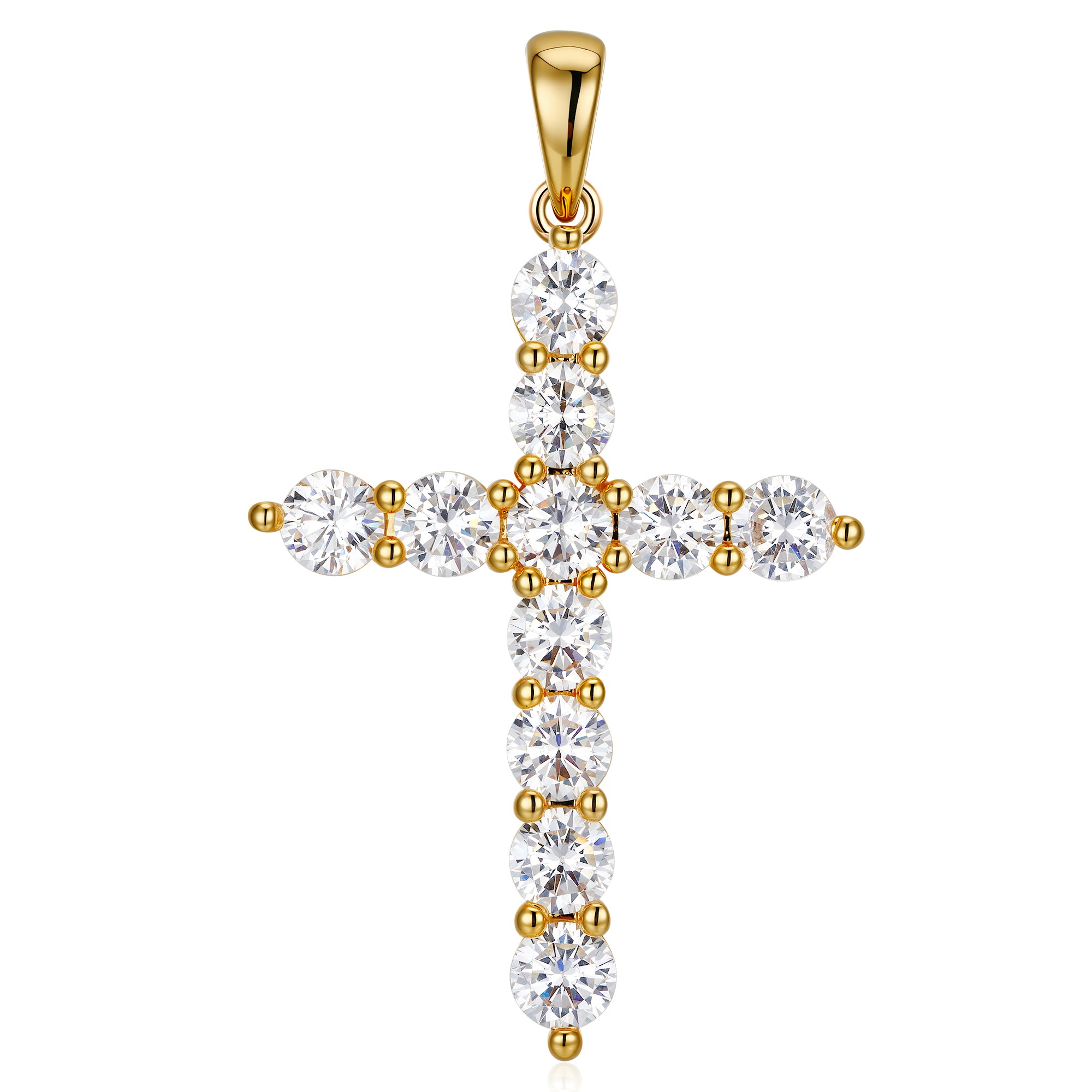 Moissanite Jesus Cross Pendant, 14k Gold