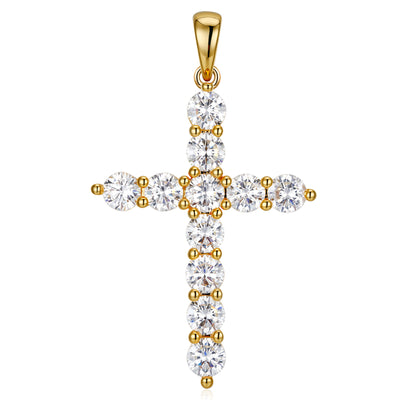 Moissanite Jesus Cross Pendant, 14k Gold