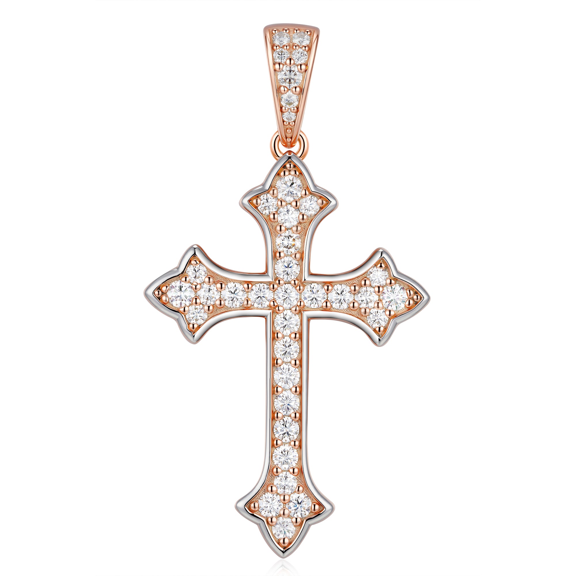 Moissanite Jesus Cross Pendant, 14k Gold
