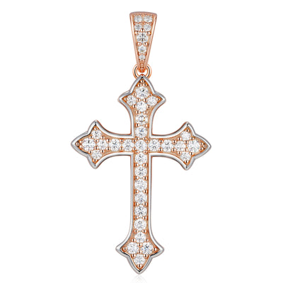 Moissanite Jesus Cross Pendant, 14k Gold