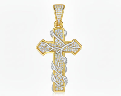 Branches Moissanite Cross Pendant