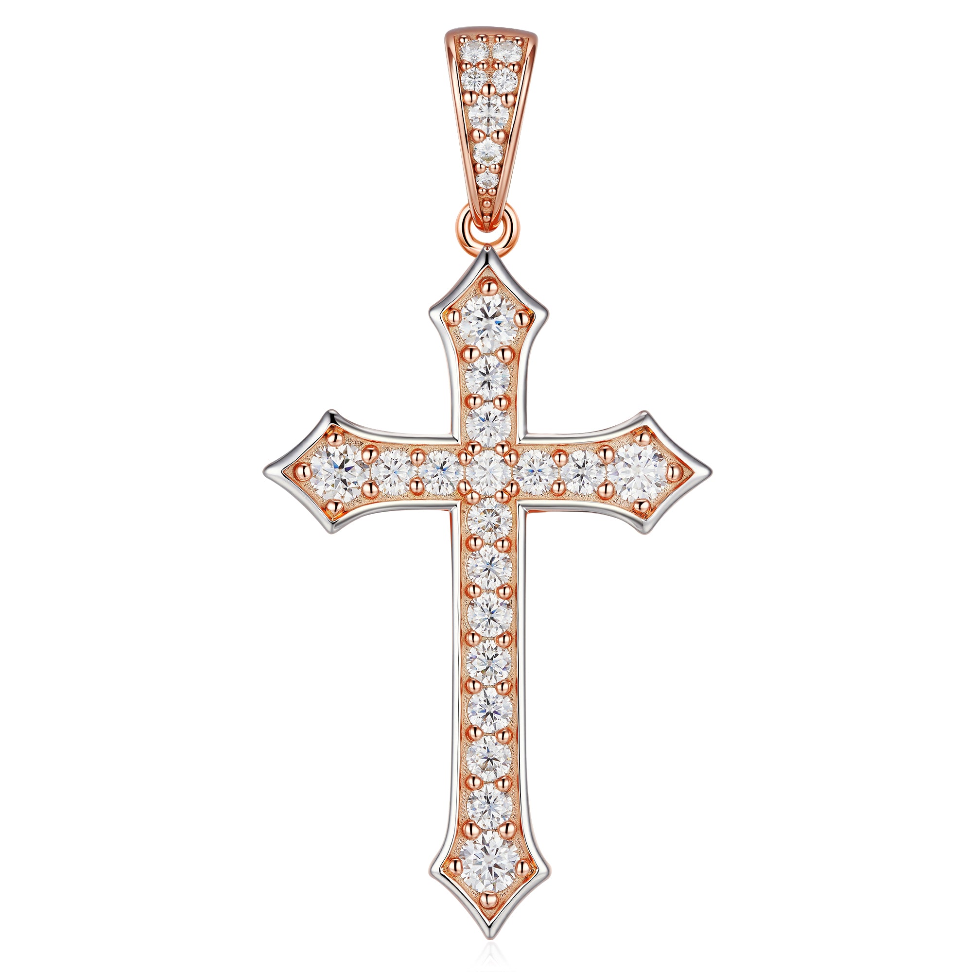 Moissanite Jesus Cross Pendant, 14k Gold