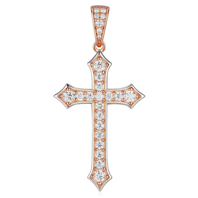 Moissanite Jesus Cross Pendant, 14k Gold