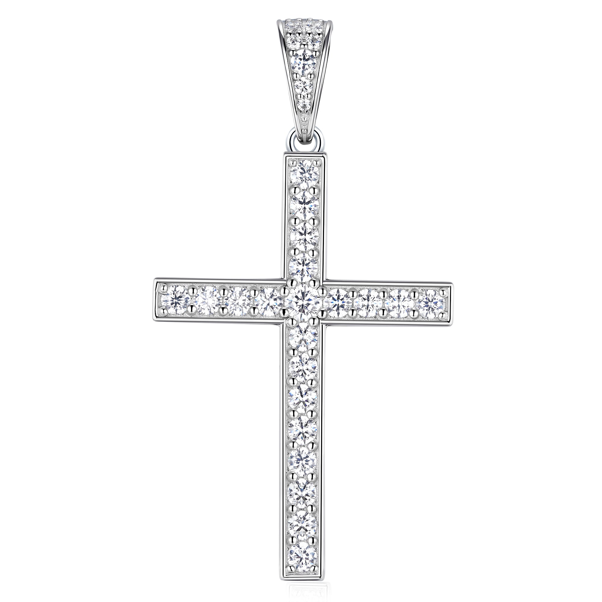 Moissanite Jesus Cross Pendant, 14k Gold