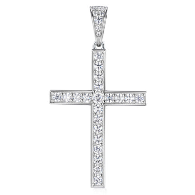 Moissanite Jesus Cross Pendant, 14k Gold