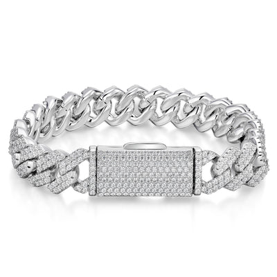 Cuban-style Moissanite Bracelet, 18k Gold
