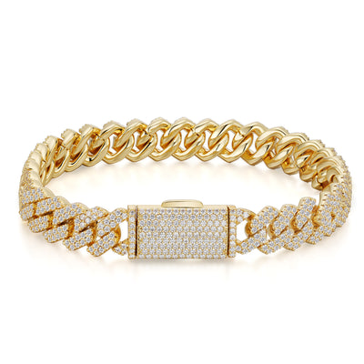 Cuban-style Moissanite Bracelet, 18k Gold