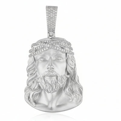 Moissanite “Head of Jesus” Design Pendant, 18k Gold