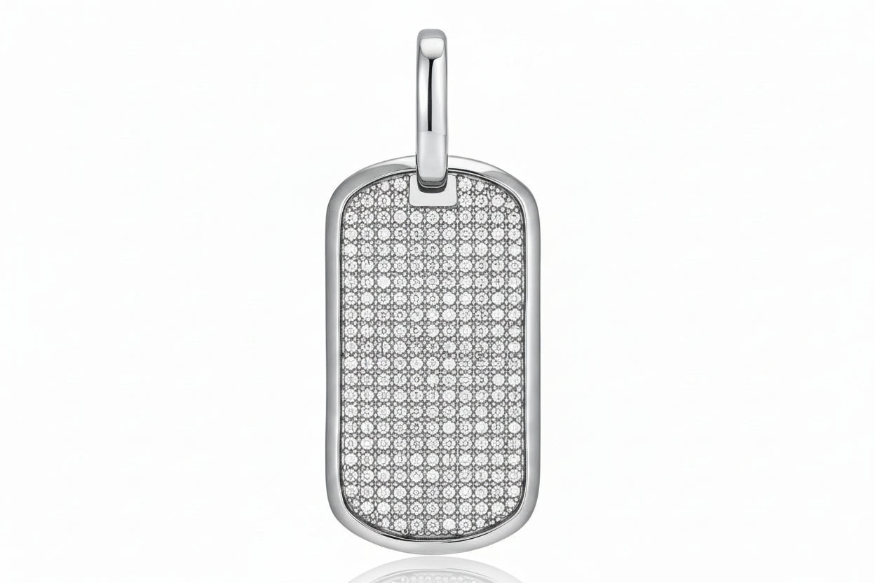Black Moissanite Dog Tag Pendant