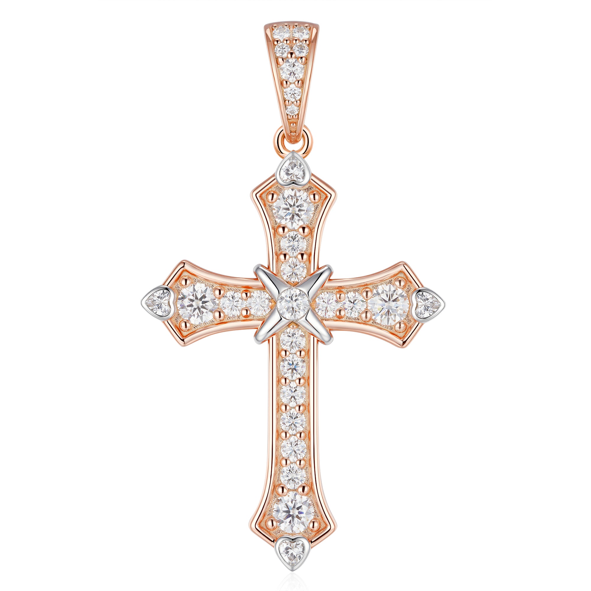 Moissanite Jesus Cross Pendant, 14k Gold