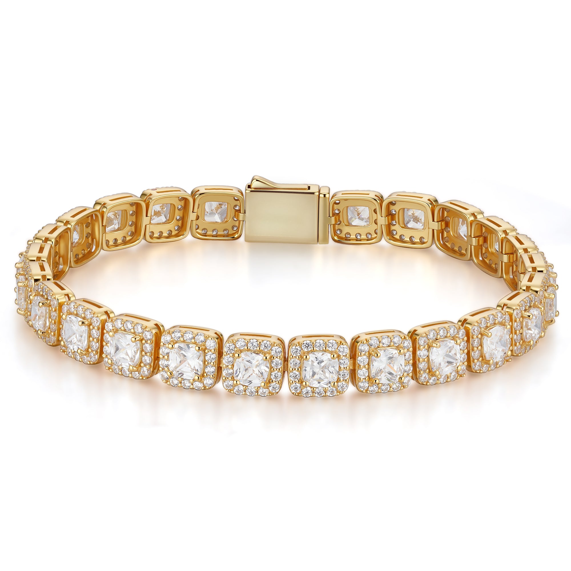 7 mm wide 925 Silver Cushion Cut Tennis Bracelet