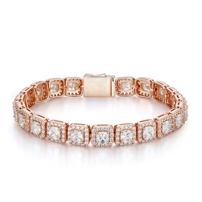 7 mm wide 925 Silver Cushion Cut Tennis Bracelet