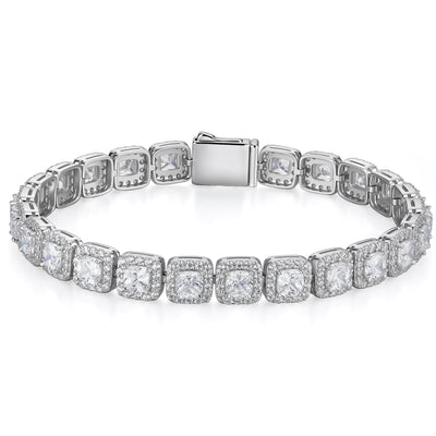 7 mm wide 925 Silver Cushion Cut Tennis Bracelet