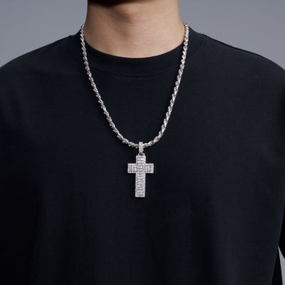 Moissanite Jesus Cross Pendant, 14k Gold