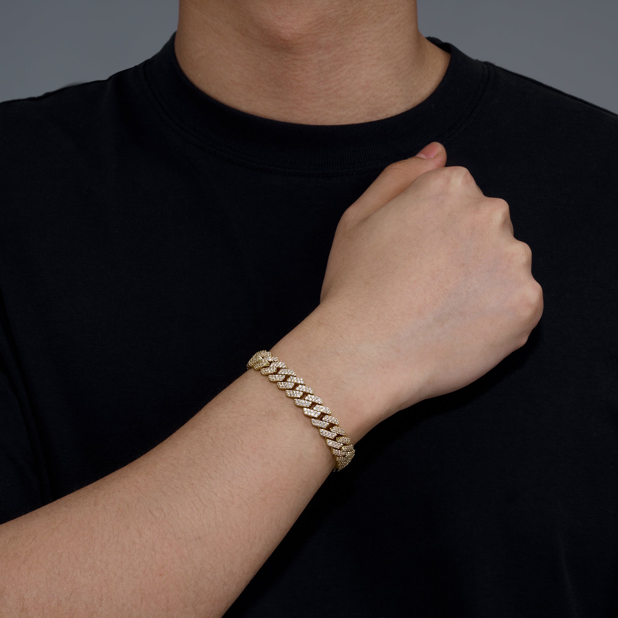 Cuban-style Moissanite Bracelet, 18k Gold