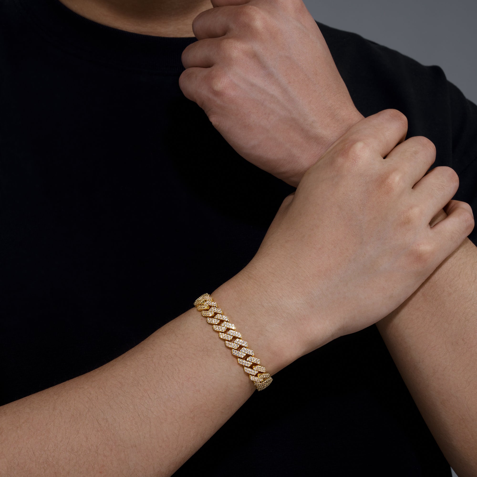 Cuban-style Moissanite Bracelet, 18k Gold