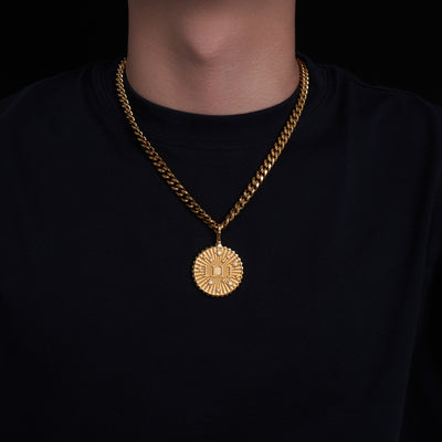 Moissanite Coin-Style Pendant, 14K Gold