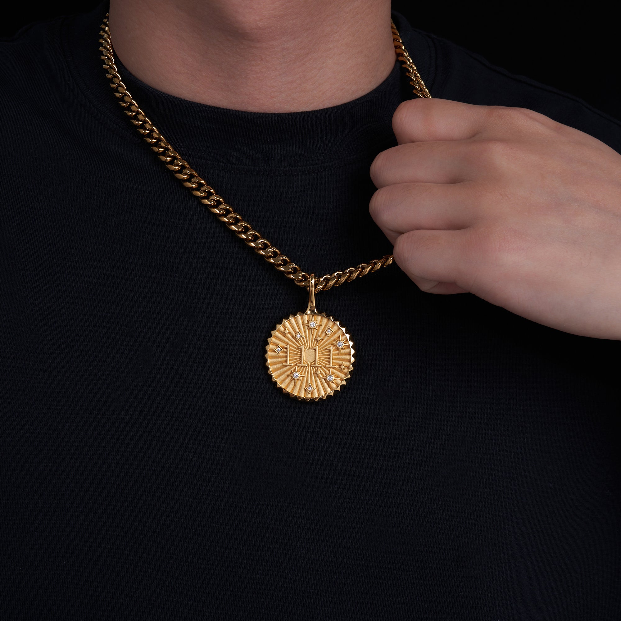 Moissanite Coin-Style Pendant, 14K Gold