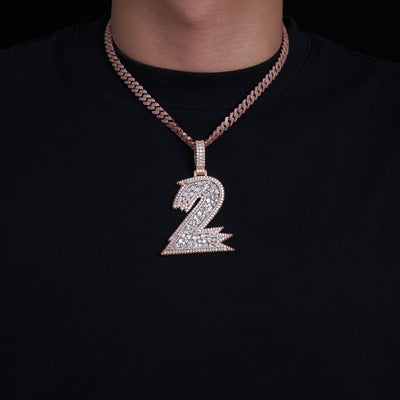 Moissanite Arab numeral “2” design Pendant