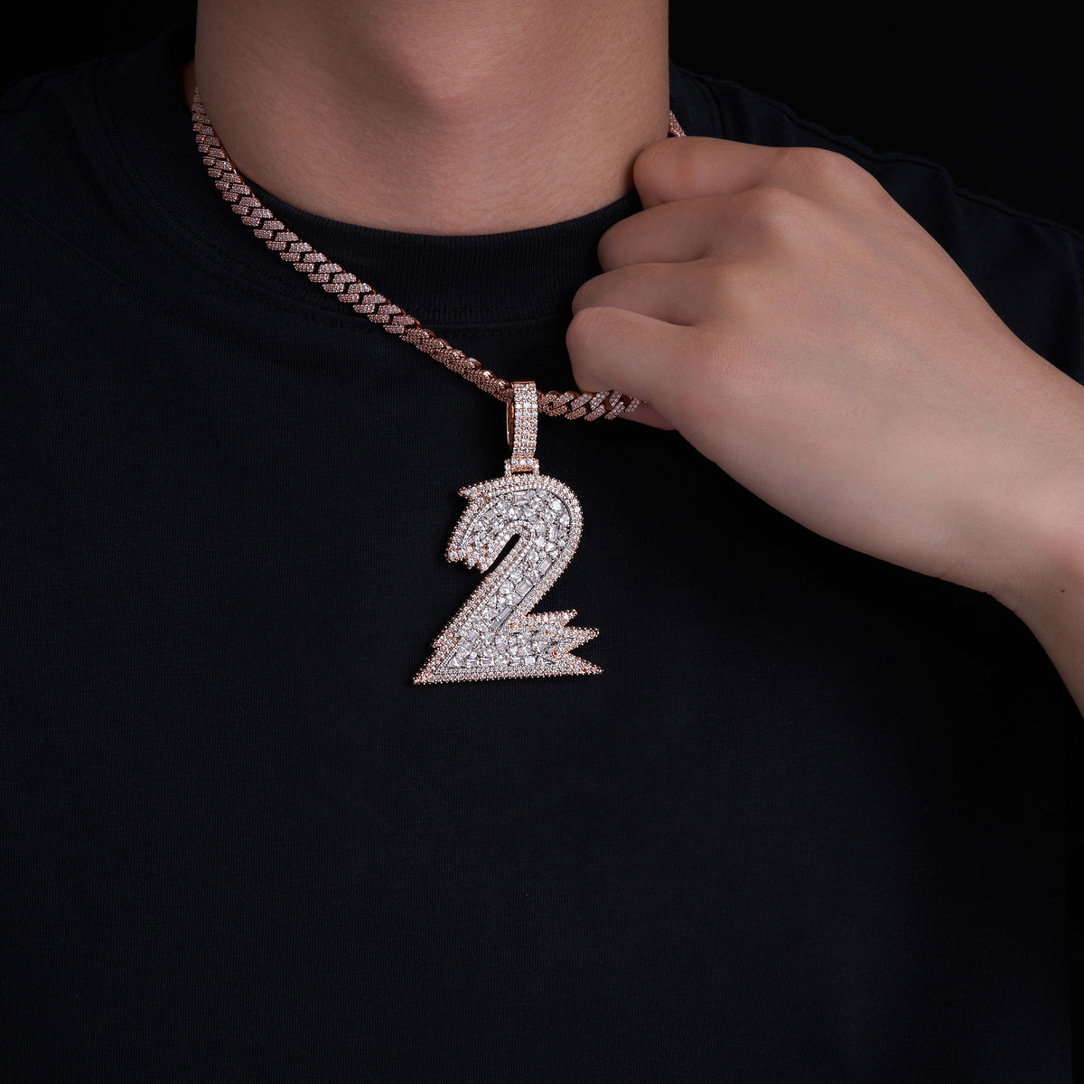 Moissanite Arab numeral “2” design Pendant