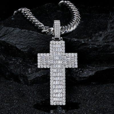 Moissanite Jesus Cross Pendant, 14k Gold