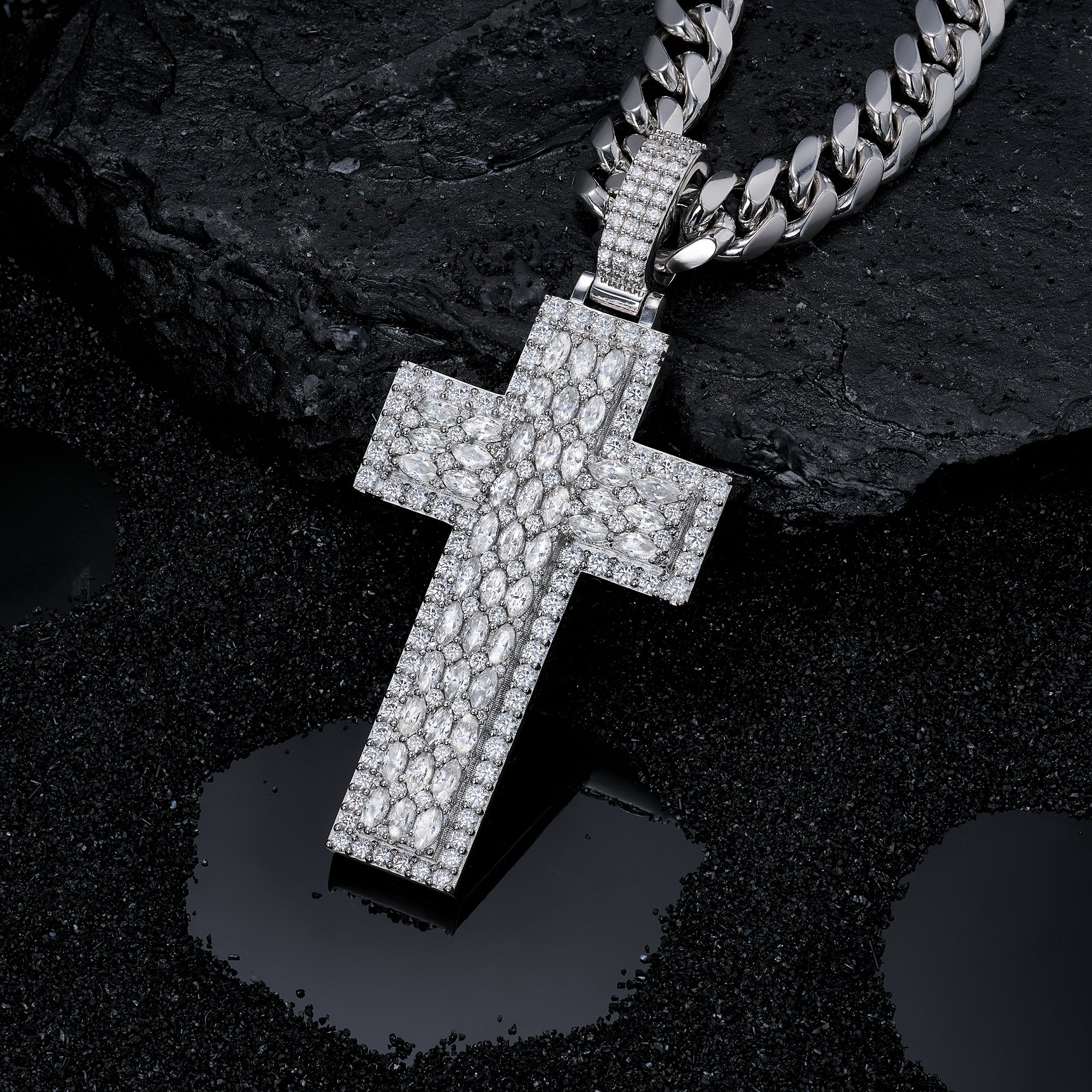 VVS Moissanite Cross, 14K Gold
