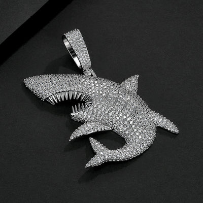 VVS Moissanite Shark Pendant in 14K Gold