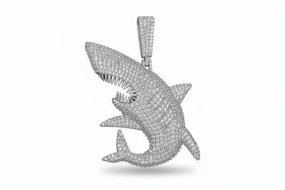 VVS Moissanite Shark Pendant in 14K Gold